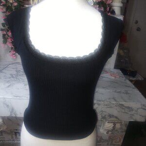 SHIEN  Black lace Square Neck Short sleeve top